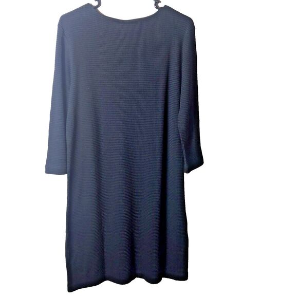 ST. STUDIO Women's Black  Straight  Jersey Ribbed 3/4 Sleeves Dress Size L - Picture 2 of 10